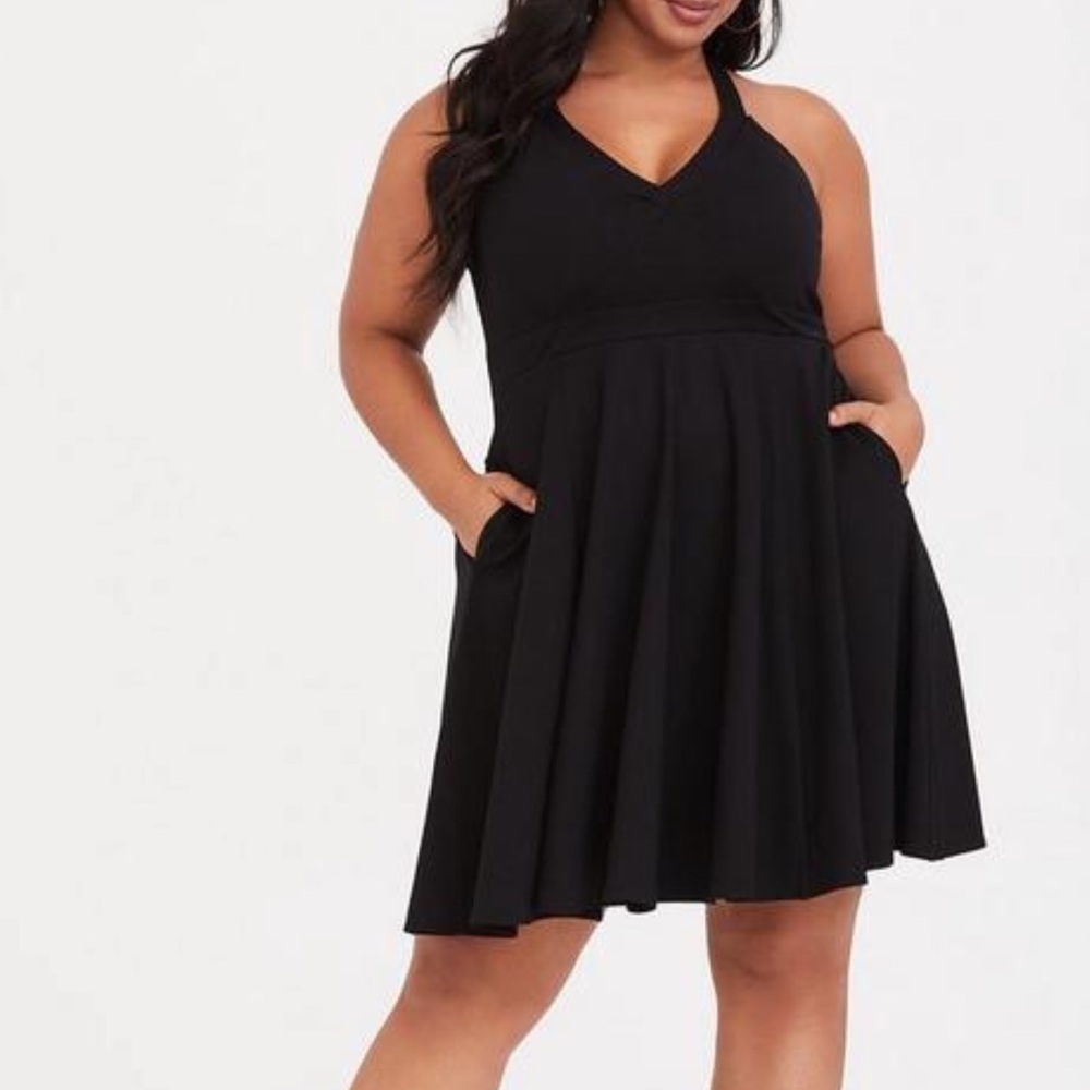 Torrid Retro Black Ponte Skater Dress